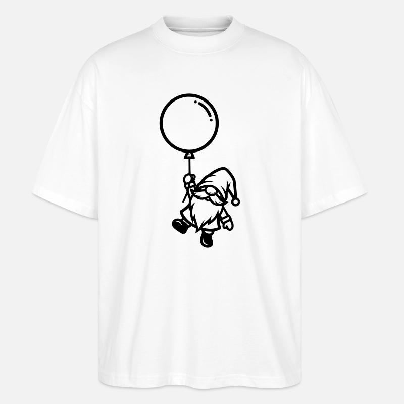 Wichtel mit Luftballon Silhouette - Stanley/Stella Oversized Unisex Bio T-Shirt Blaster 2.0 - Weiß