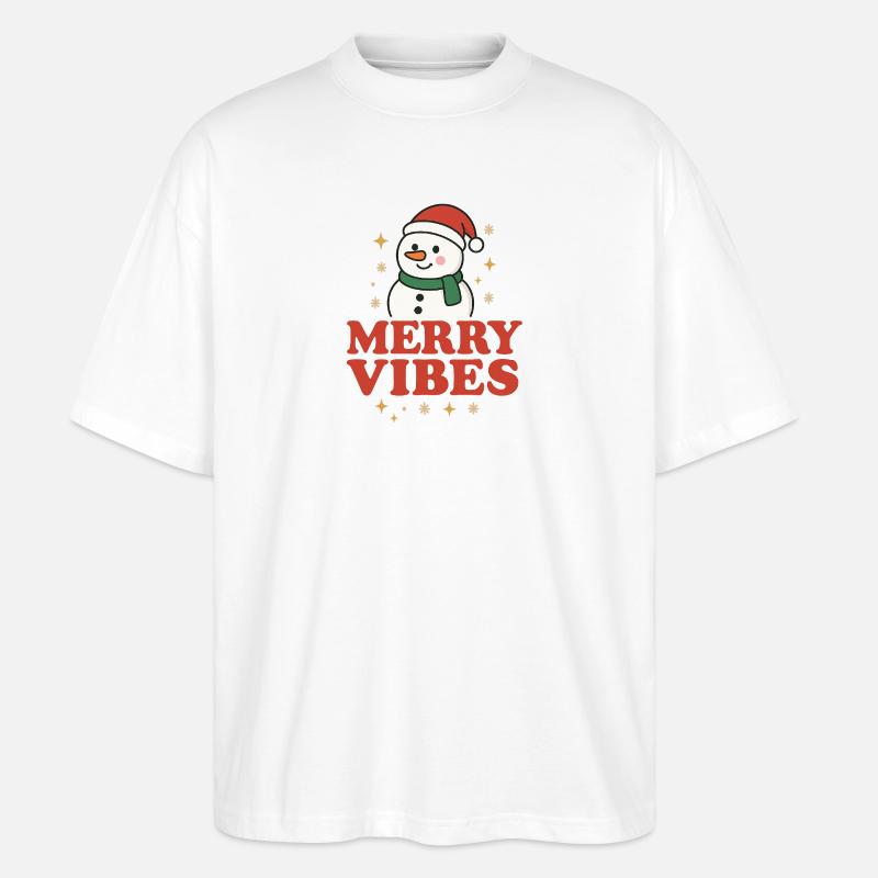 Merry Vibes Schneemann Design - Stanley/Stella Oversized Unisex Bio T-Shirt Blaster 2.0 - Weiß