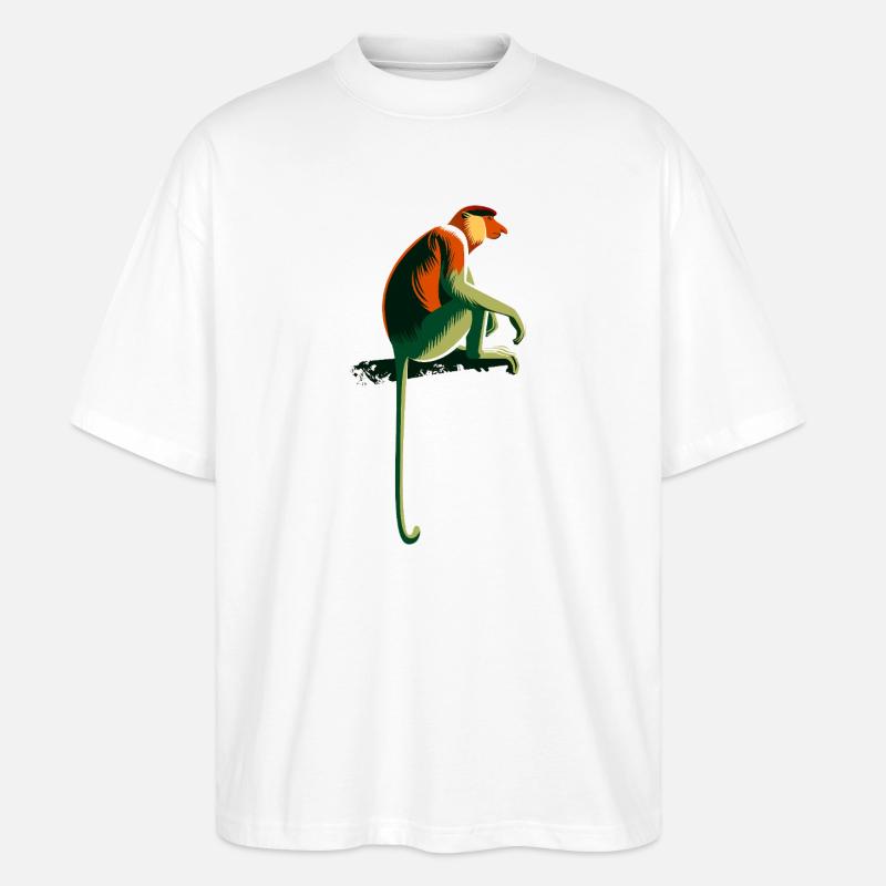 Proboscis monkey - Stanley/Stella Oversized Unisex Organic T-shirt Blaster 2.0 - white