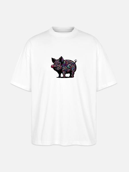 Buntes Schwein - Stanley/Stella Oversized Unisex Bio T-Shirt Blaster 2.0 - Weiß