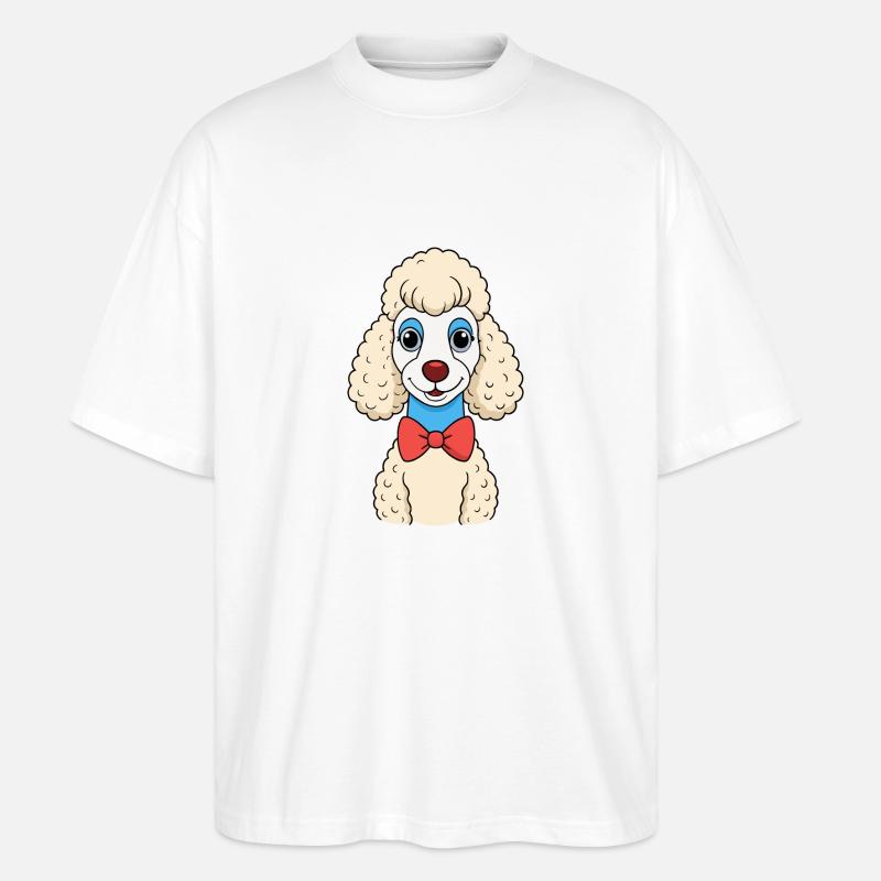 Caniche élégant avec noeud papillon - T-shirt bio Blaster 2.0 coupe oversize Stanley/Stella Unisexe - blanc