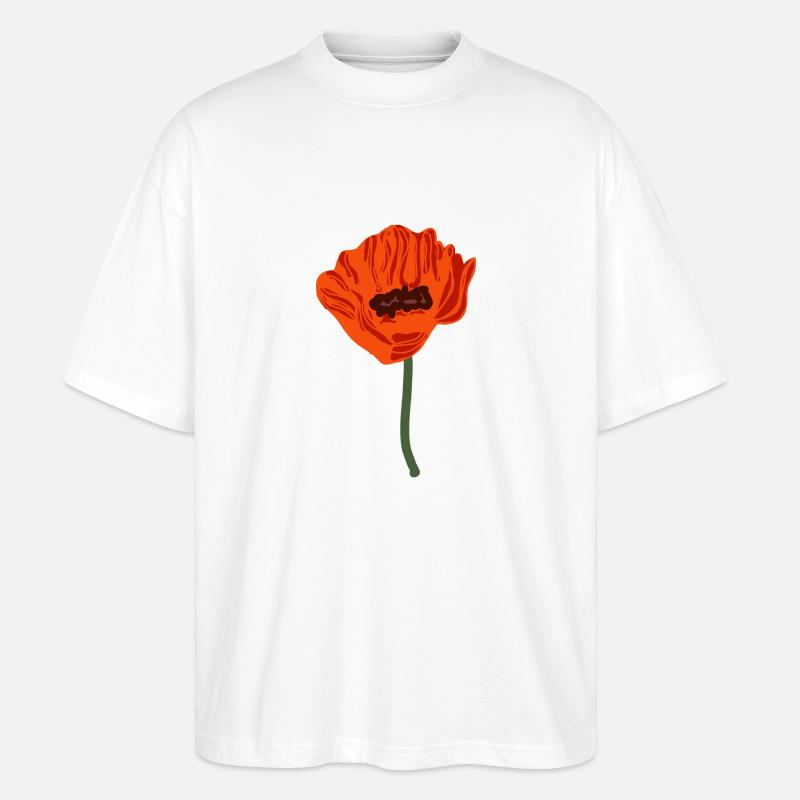 roter blühender Mohn - Stanley/Stella Oversized Unisex Bio T-Shirt Blaster 2.0 - Weiß