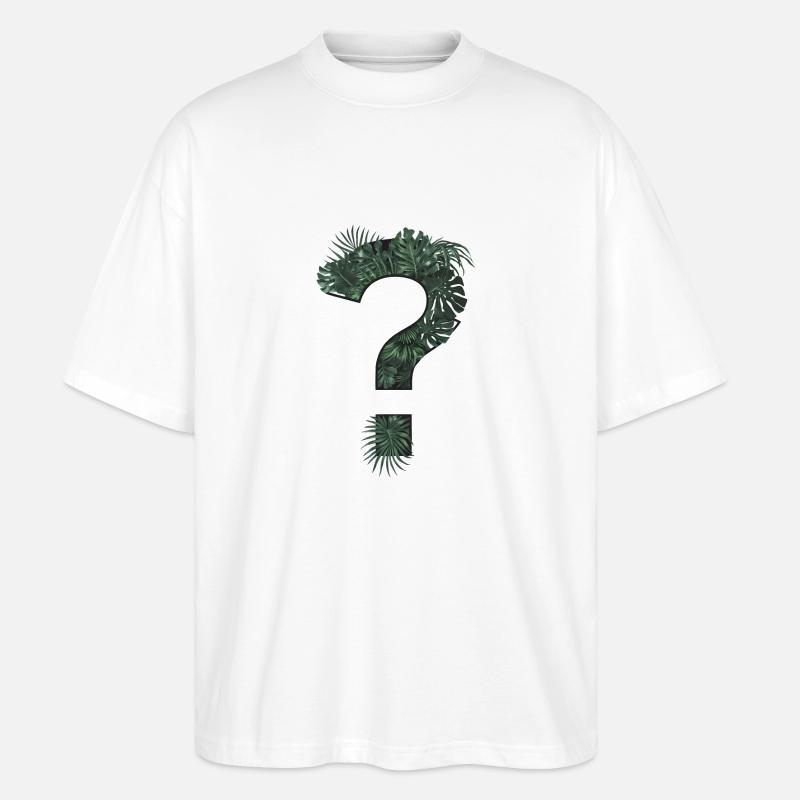 Point d’interrogation plantes tropicales - T-shirt bio Blaster 2.0 coupe oversize Stanley/Stella Unisexe - blanc