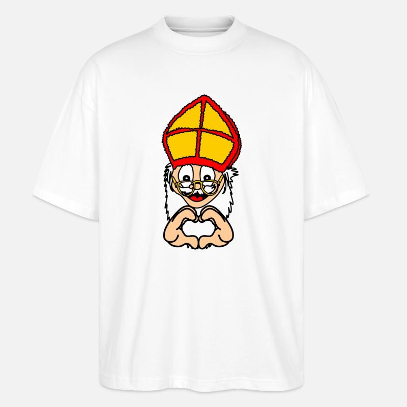 Sinterklaas mit Handgestenherz - Stanley/Stella Oversized Unisex Bio T-Shirt Blaster 2.0 - Weiß