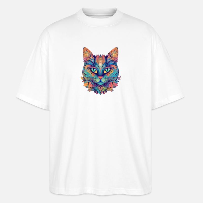 Abstrakten Katze - Stanley/Stella Oversized Unisex Bio T-Shirt Blaster 2.0 - Weiß