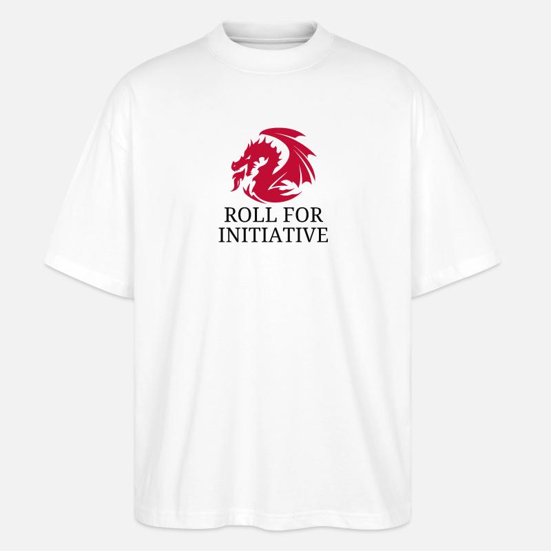 Roll For Initiative – Feuerdrache - Stanley/Stella Oversized Unisex Bio T-Shirt Blaster 2.0 - Weiß