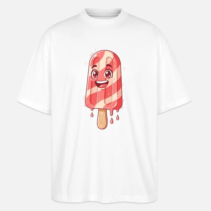 Süßer Streifen Eis Lächeln - Stanley/Stella Oversized Unisex Bio T-Shirt Blaster 2.0 - Weiß