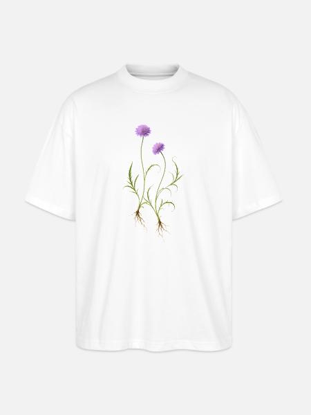 Meadow Flower Nature Illustration - Stanley/Stella Oversized Unisex Organic T-shirt Blaster 2.0 - white