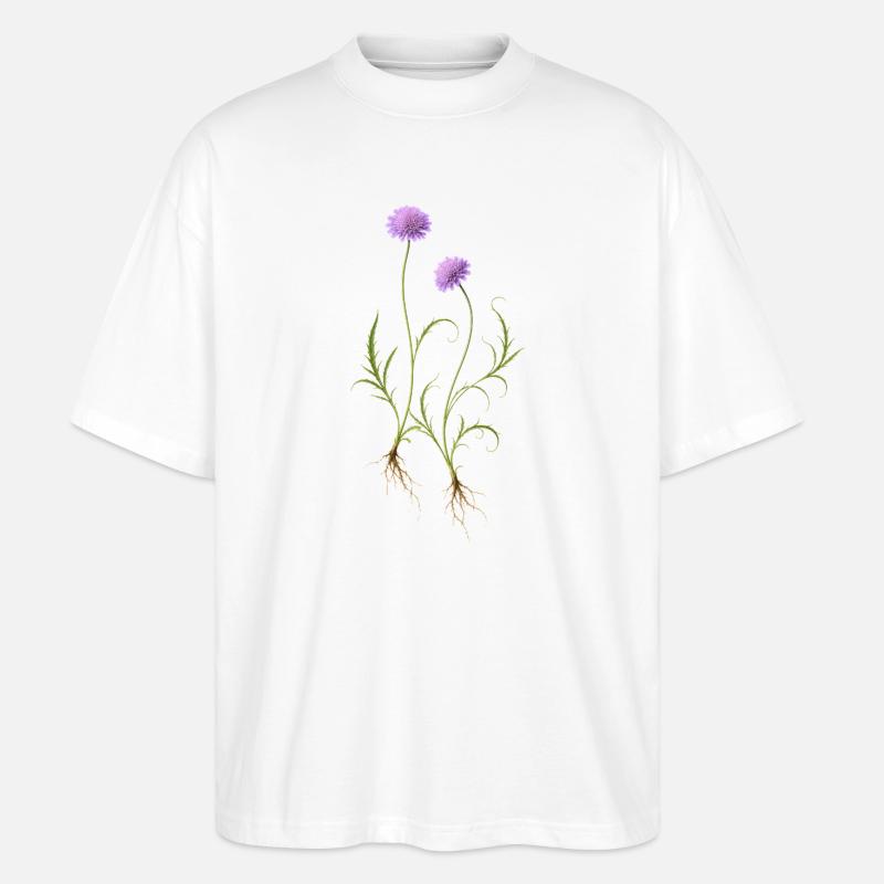 Meadow Flower Nature Illustration - Stanley/Stella Oversized Unisex Organic T-shirt Blaster 2.0 - white