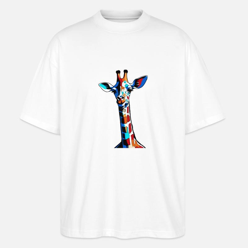 Bunte Graffiti Giraffe - Stanley/Stella Oversized Unisex Bio T-Shirt Blaster 2.0 - Weiß