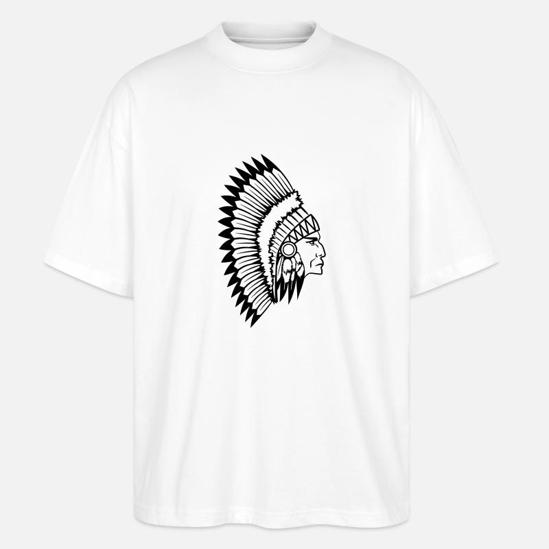 Proud Indian Chief Face Head Side - Stanley/Stella Oversized Unisex Organic T-shirt Blaster 2.0 - white