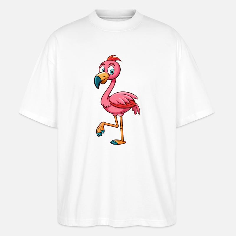 flamingo - Stanley/Stella Oversized Unisex Organic T-shirt Blaster 2.0 - white