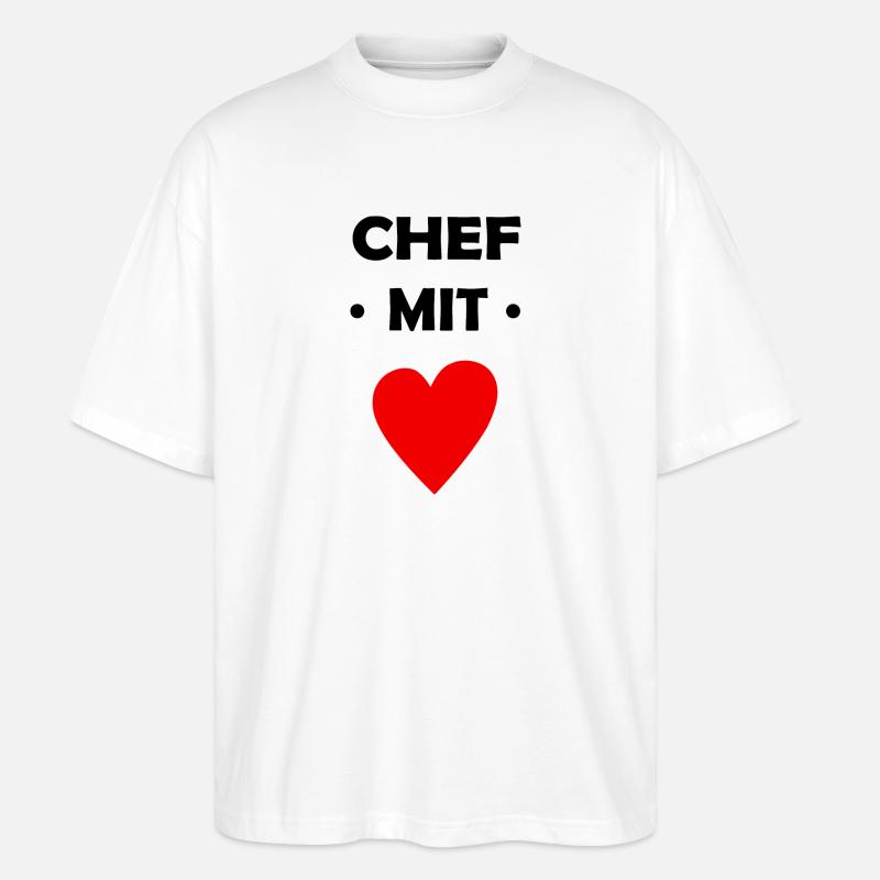 Chef mit Herz - Stanley/Stella Oversized Unisex Bio T-Shirt Blaster 2.0 - Weiß
