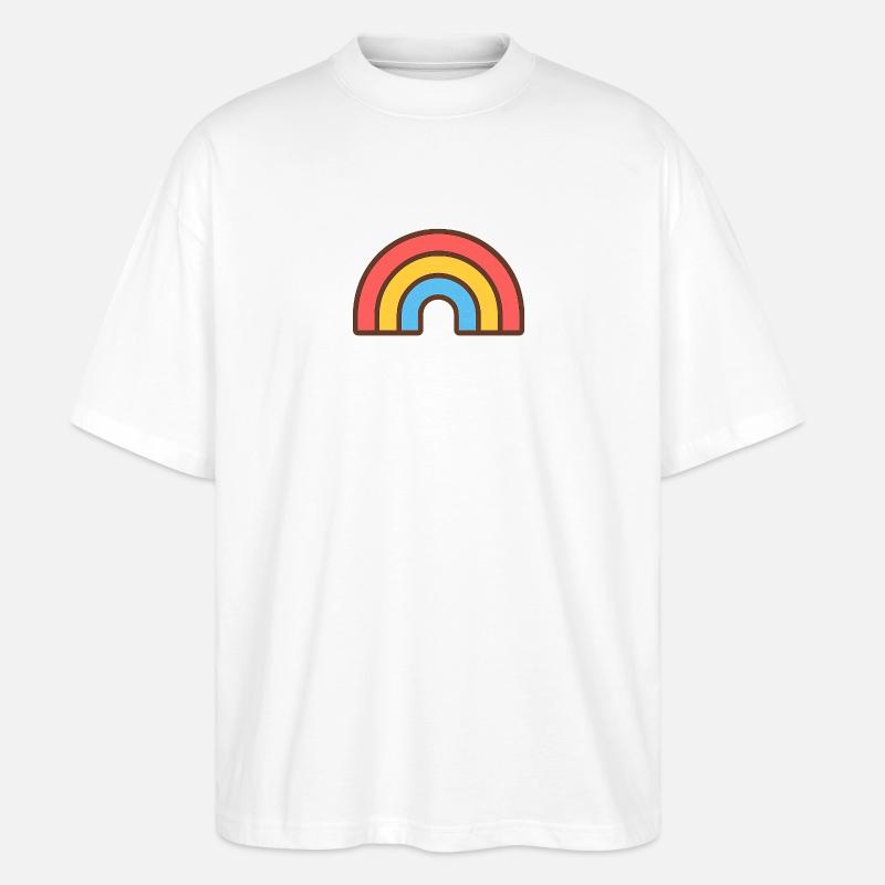 Heller Retro-Regenbogen - Stanley/Stella Oversized Unisex Bio T-Shirt Blaster 2.0 - Weiß