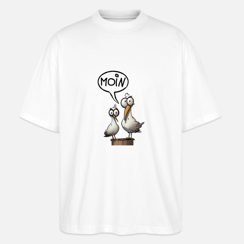 Die Bäädden Möwen - Möwe moin - Stanley/Stella Oversized Unisex Bio T-Shirt Blaster 2.0 - Weiß