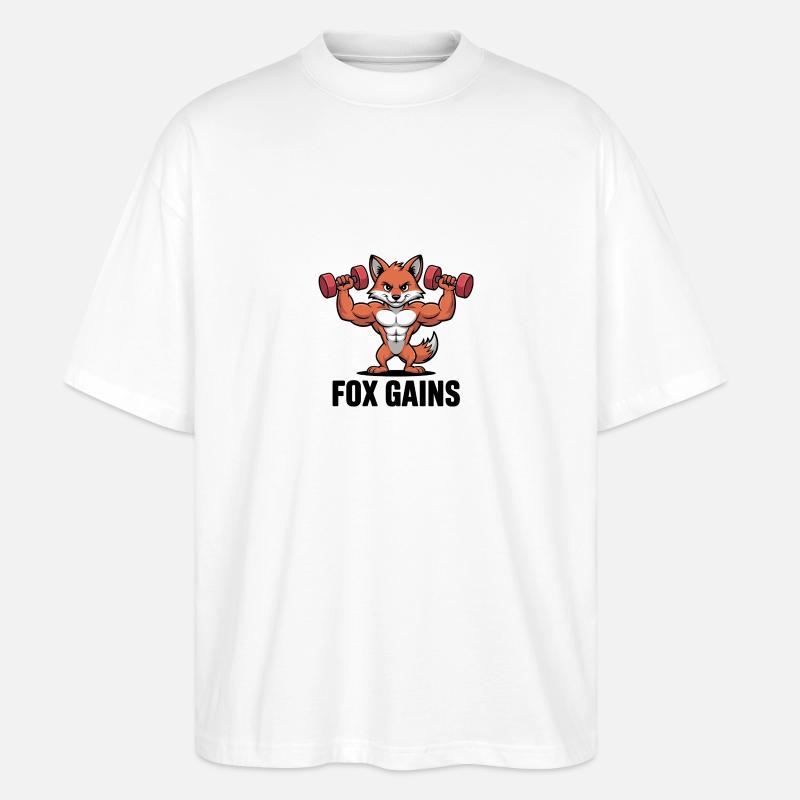Fox Gains - Stanley/Stella Oversized Unisex Bio T-Shirt Blaster 2.0 - Weiß