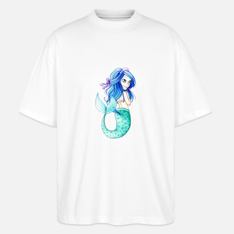 Hübsche Comic Meerjungfrau - Stanley/Stella Oversized Unisex Bio T-Shirt Blaster 2.0 - Weiß