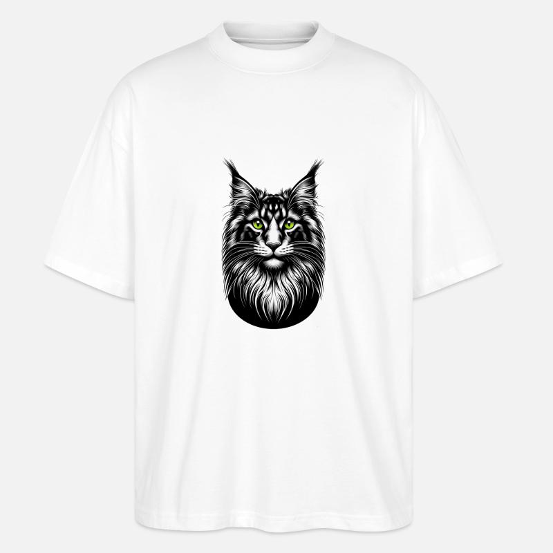 Struwwelliges Katze | Stubbeliges Katzengesicht - Stanley/Stella Oversized Unisex Bio T-Shirt Blaster 2.0 - Weiß