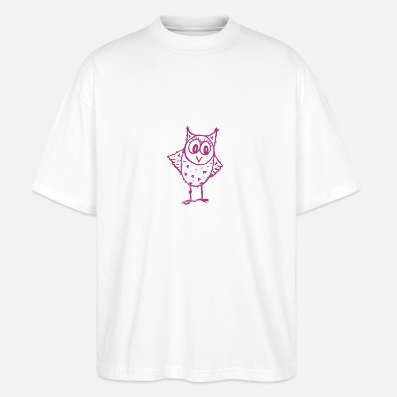 Eule Trudi magenta - Stanley/Stella Oversized Unisex Bio T-Shirt Blaster 2.0 - Weiß