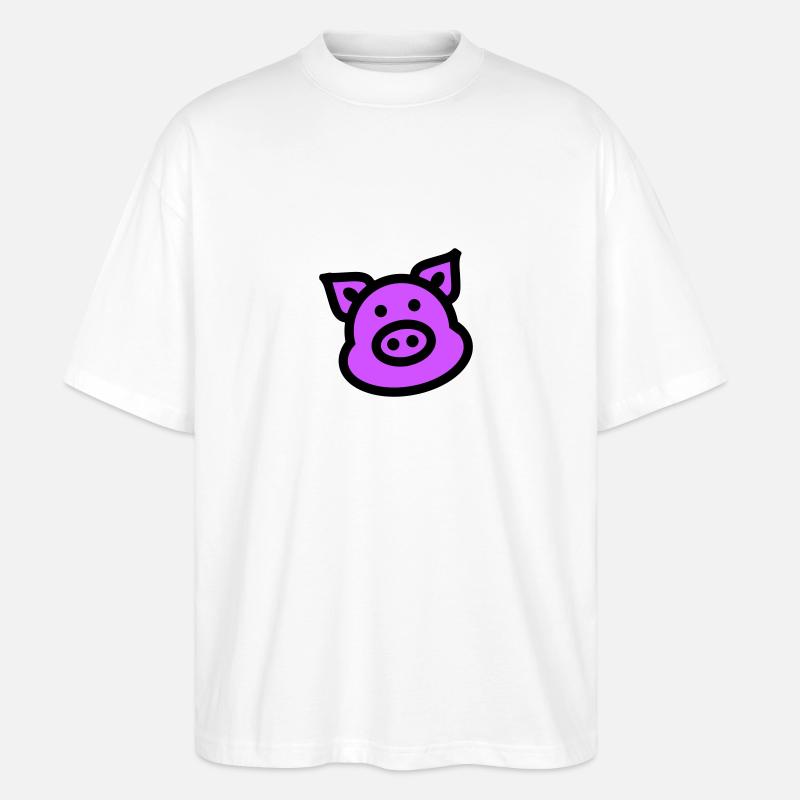 Schwein Tier Pink - Stanley/Stella Oversized Unisex Bio T-Shirt Blaster 2.0 - Weiß