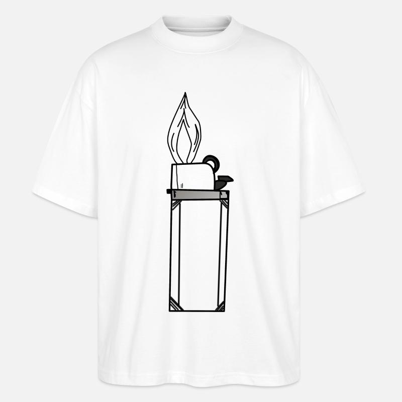 Feuerzeug Geschenkidee Licht Rauchen - Stanley/Stella Oversized Unisex Bio T-Shirt Blaster 2.0 - Weiß