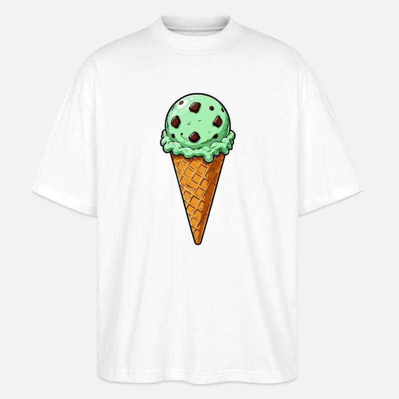 Minz Schoko Eis Kugel - Stanley/Stella Oversized Unisex Organic T-shirt Blaster 2.0 - white