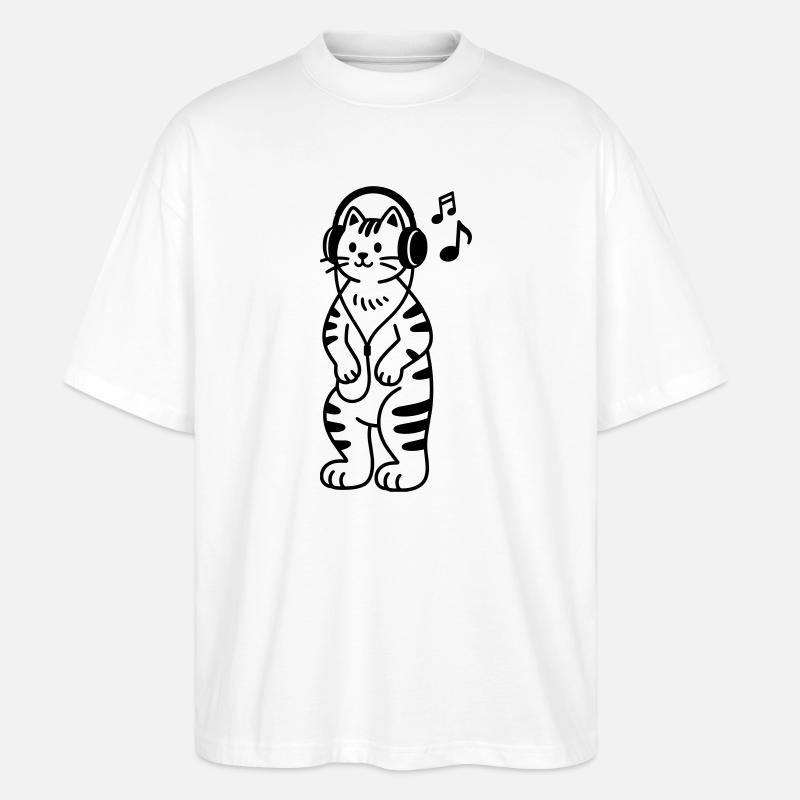 Musique de chat - T-shirt bio Blaster 2.0 coupe oversize Stanley/Stella Unisexe - blanc