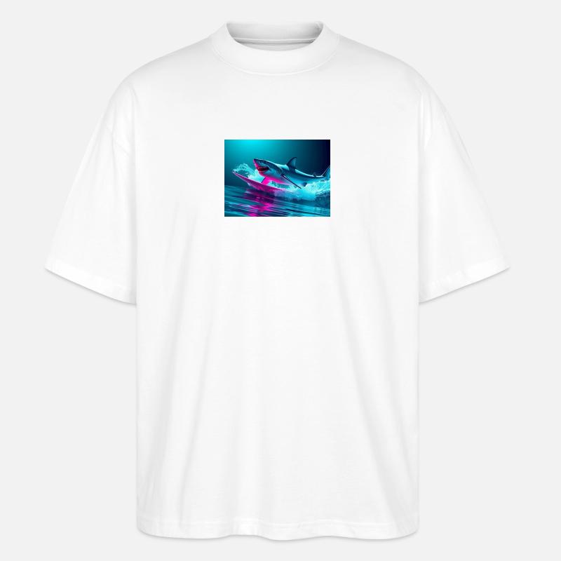 Neon Shark Sprinter Design - T-shirt bio Blaster 2.0 coupe oversize Stanley/Stella Unisexe - blanc