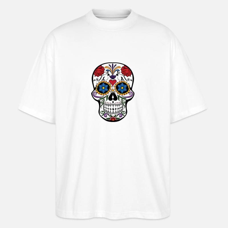 Totenkopf "Mexico" - Stanley/Stella Oversized Unisex Bio T-Shirt Blaster 2.0 - Weiß