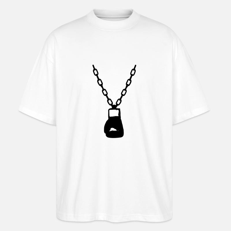 Boxhandschuh Kette - Stanley/Stella Oversized Unisex Bio T-Shirt Blaster 2.0 - Weiß