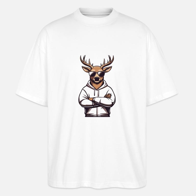 Deer Sunglasses Comic - Stanley/Stella Oversized Unisex Organic T-shirt Blaster 2.0 - white