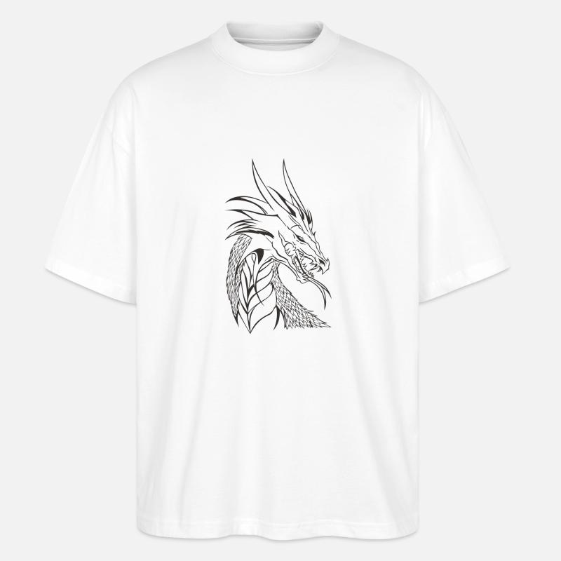 Drachenkopf - Stanley/Stella Oversized Unisex Bio T-Shirt Blaster 2.0 - Weiß