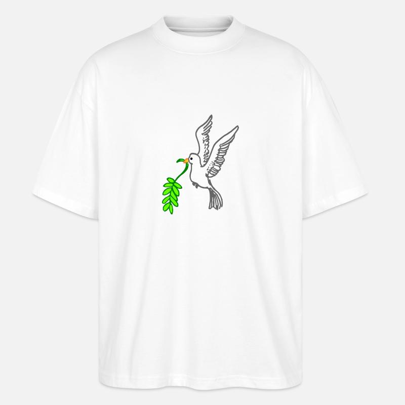 Friedenstaube gezeichnet - Stanley/Stella Oversized Unisex Bio T-Shirt Blaster 2.0 - Weiß