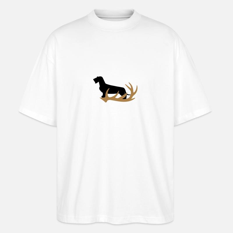 Rauhaardackel mit Geweih - Stanley/Stella Oversized Unisex Bio T-Shirt Blaster 2.0 - Weiß