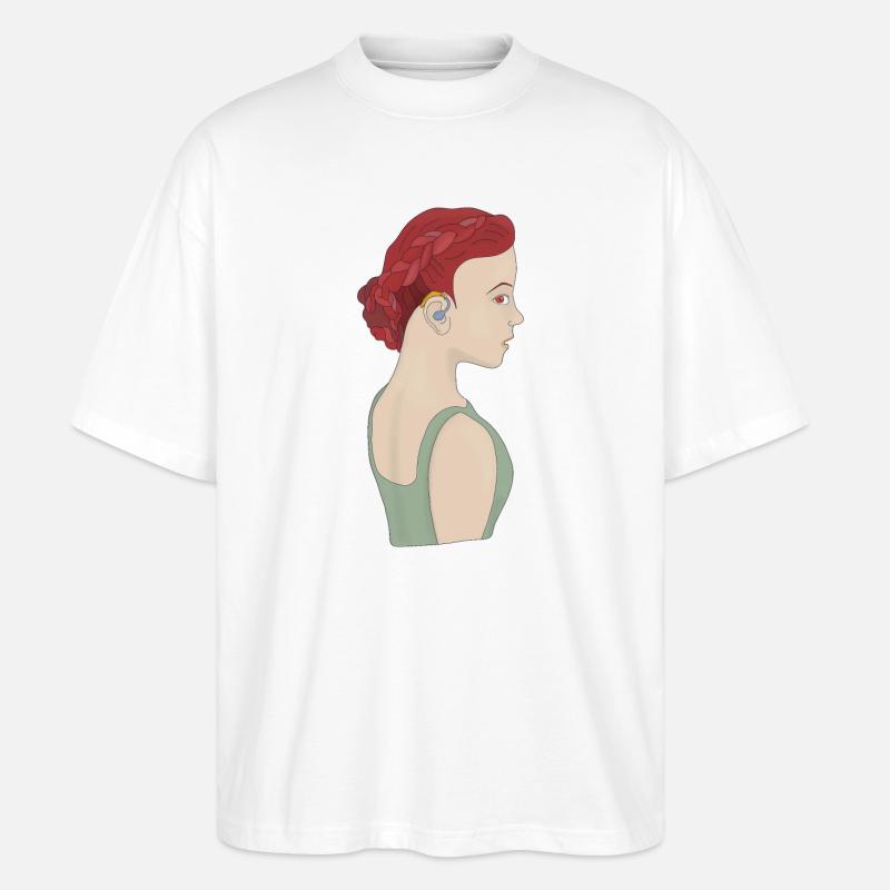 Fille utilisant une aide auditive - T-shirt bio Blaster 2.0 coupe oversize Stanley/Stella Unisexe - blanc