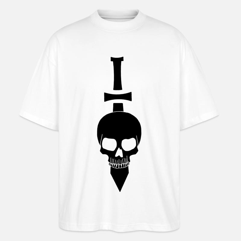 Schwarzer Schädel und Schwert - Stanley/Stella Oversized Unisex Bio T-Shirt Blaster 2.0 - Weiß