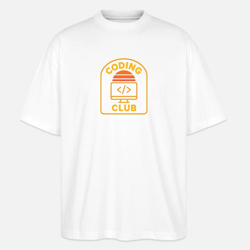 Coding Club Retro Sonnenaufgang Design - Stanley/Stella Oversized Unisex Bio T-Shirt Blaster 2.0 - Weiß