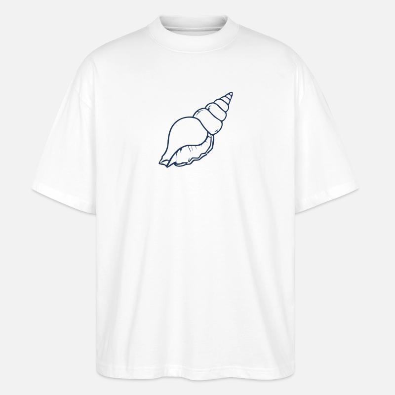 Esthétique Seashell Minimal Ocean Beach Design - T-shirt bio Blaster 2.0 coupe oversize Stanley/Stella Unisexe - blanc