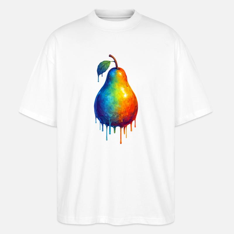 Birne mit buntem Farbverlauf - Stanley/Stella Oversized Unisex Bio T-Shirt Blaster 2.0 - Weiß