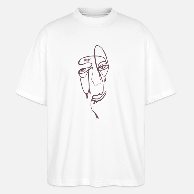 Tear Lines Portrait - Stanley/Stella Oversized Unisex Organic T-shirt Blaster 2.0 - white