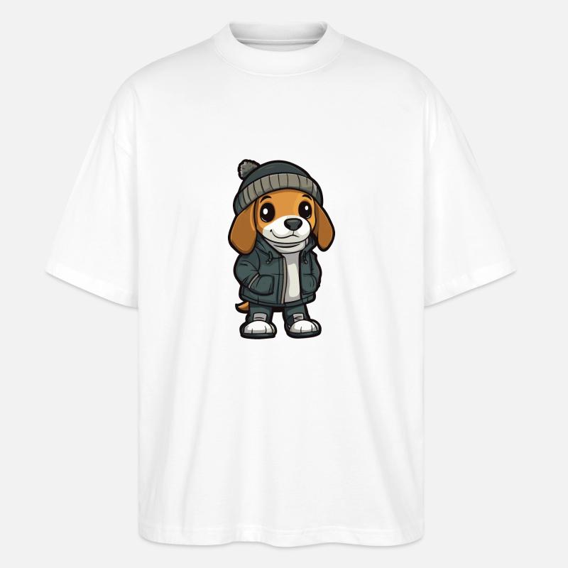 Beagle Hund Cartoon - Stanley/Stella Oversized Unisex Bio T-Shirt Blaster 2.0 - Weiß