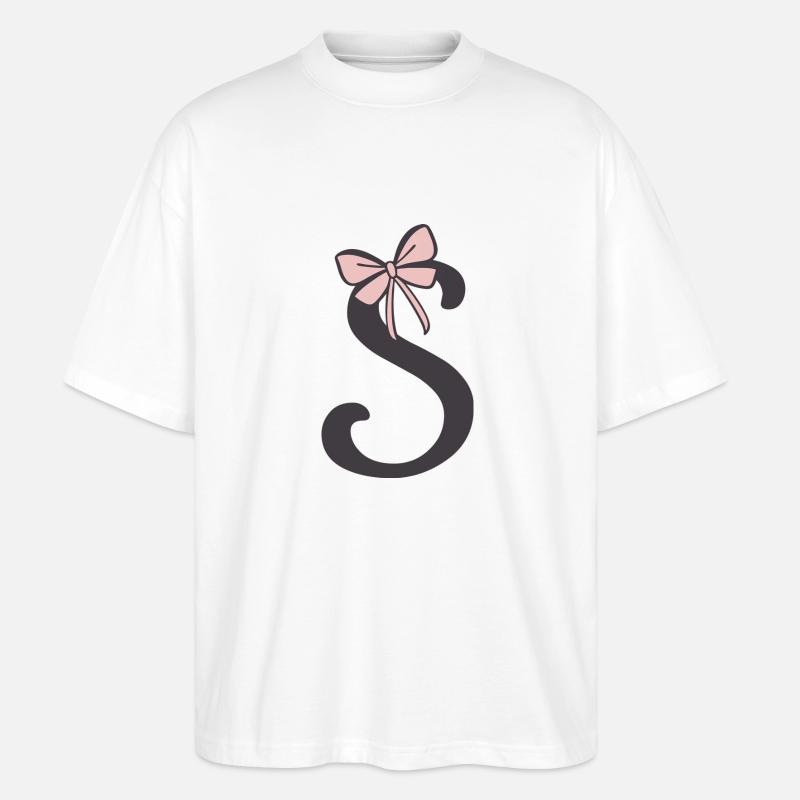 Anfangsbuchstabe S Schleifchen - Stanley/Stella Oversized Unisex Bio T-Shirt Blaster 2.0 - Weiß