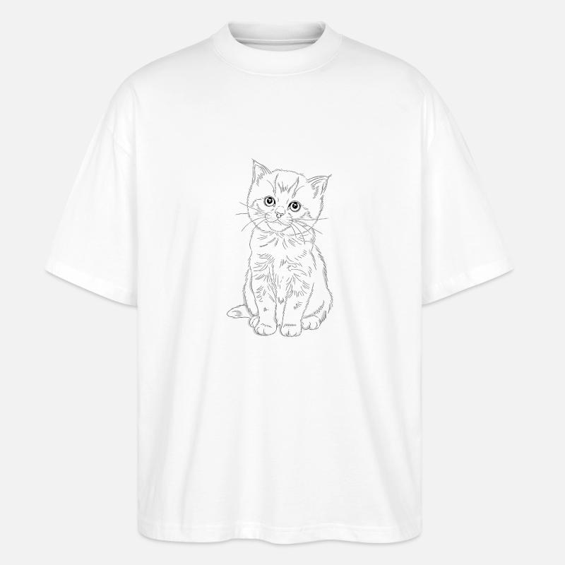 Schüchternes Kätzchen - Stanley/Stella Oversized Unisex Bio T-Shirt Blaster 2.0 - Weiß