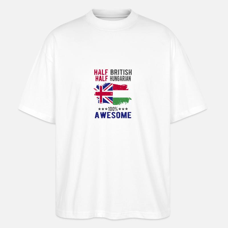 Halb Brite Halb Ungar - Stanley/Stella Oversized Unisex Bio T-Shirt Blaster 2.0 - Weiß