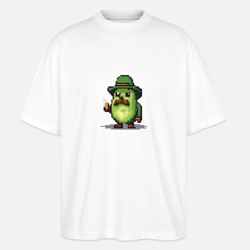 Avocado mit Schnurrbart - Stanley/Stella Oversized Unisex Bio T-Shirt Blaster 2.0 - Weiß