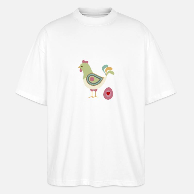Henne mit Ei - Stanley/Stella Oversized Unisex Bio T-Shirt Blaster 2.0 - Weiß