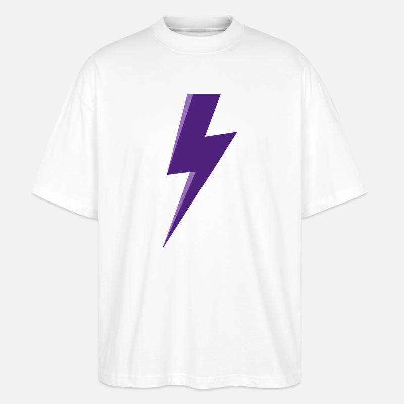 Purple Lightning - Stanley/Stella Oversized Unisex Organic T-shirt Blaster 2.0 - white