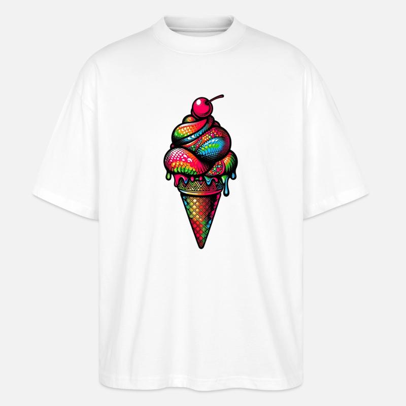 Eiswaffel Eis am Stiel - Stanley/Stella Oversized Unisex Bio T-Shirt Blaster 2.0 - Weiß