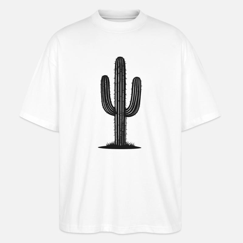 Schwarzer Kaktus Silhouette - Stanley/Stella Oversized Unisex Bio T-Shirt Blaster 2.0 - Weiß
