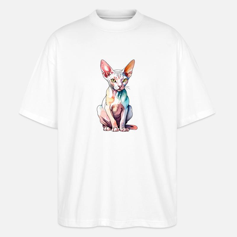 Sphynx Katze Wasserfarben - Stanley/Stella Oversized Unisex Bio T-Shirt Blaster 2.0 - Weiß